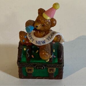 Miniature Happy New Year Hinged Trinket Box